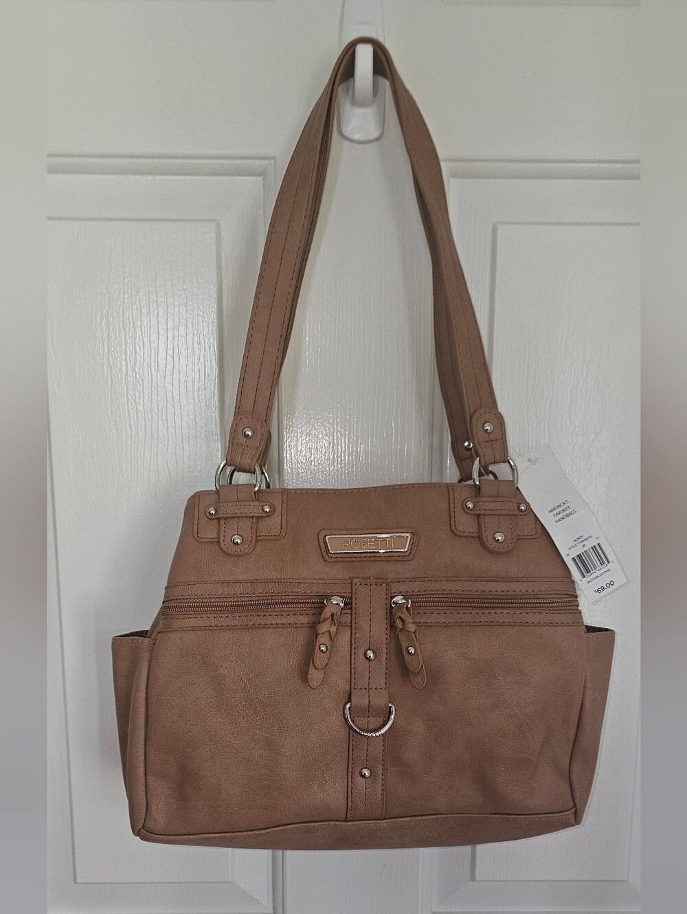 NWT Rosetti Midtown Satchel Bag Purse Honey Caramel Tan NWT Silver Hardware
